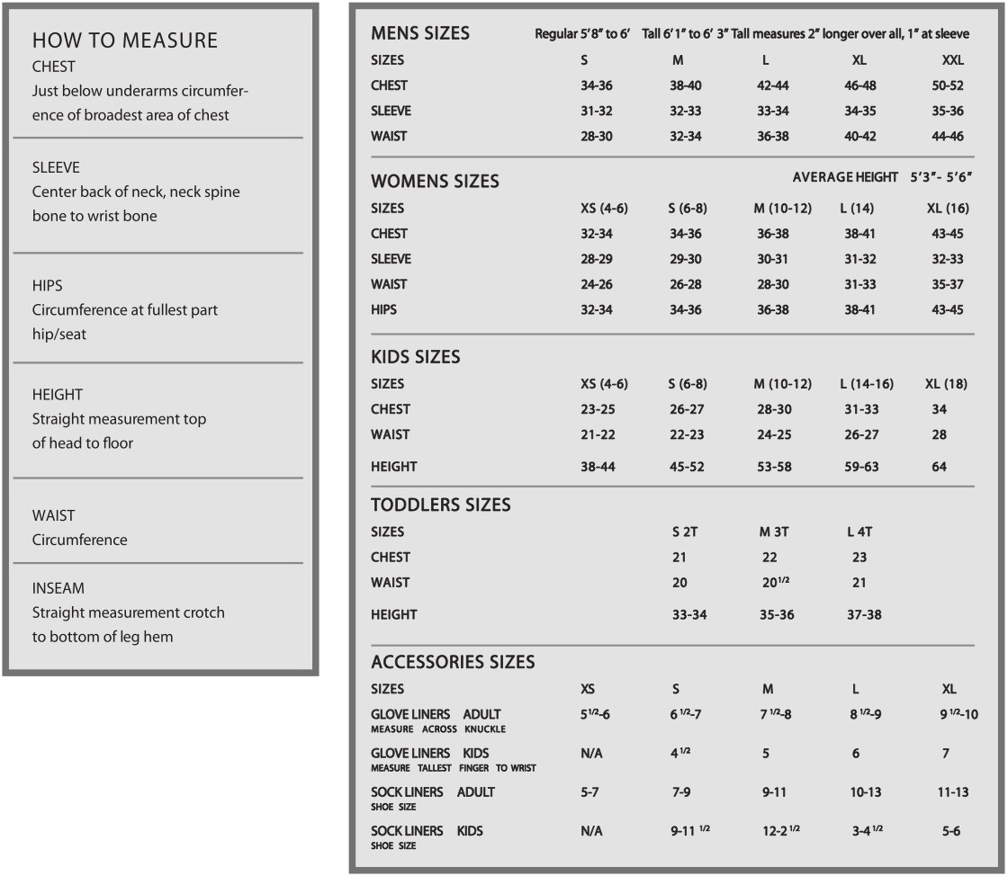 Under Armour Youth Clothing Size Chart